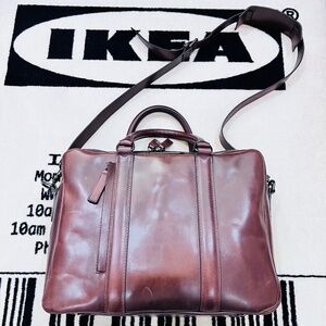 RARE FIND! To Boot New York Brown Leather Briefcase Suede Leather Lining